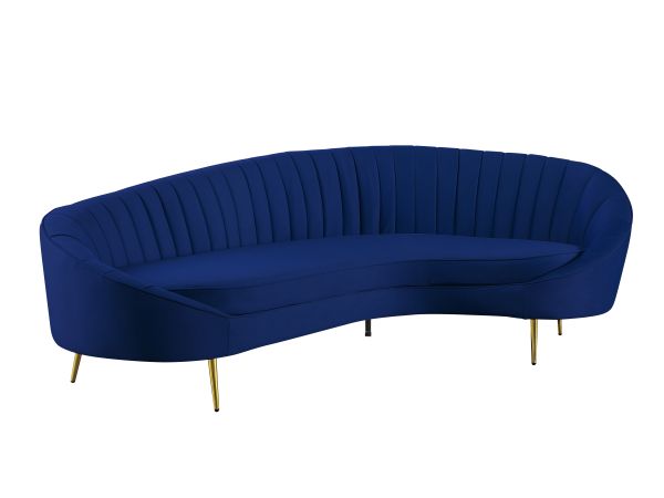 Chintaly Imports Dallas Modern Chaise-Style Sofa w/ Pet & Stain Resistant Fabric in Blue