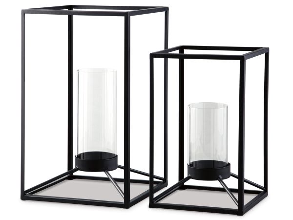 Ashley Furniture Dimtrois Lantern (Set of 2) in Black