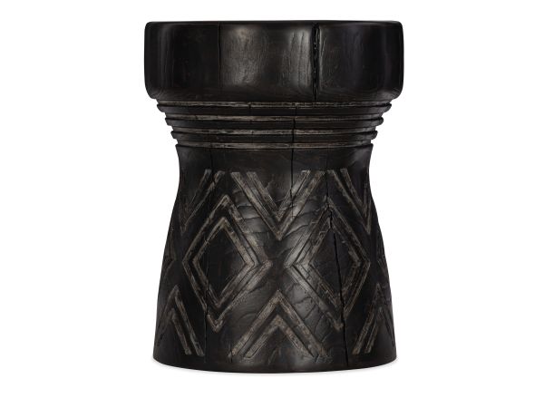 Hooker Furniture Commerce & Market Carved Stump Side Table in Blacks