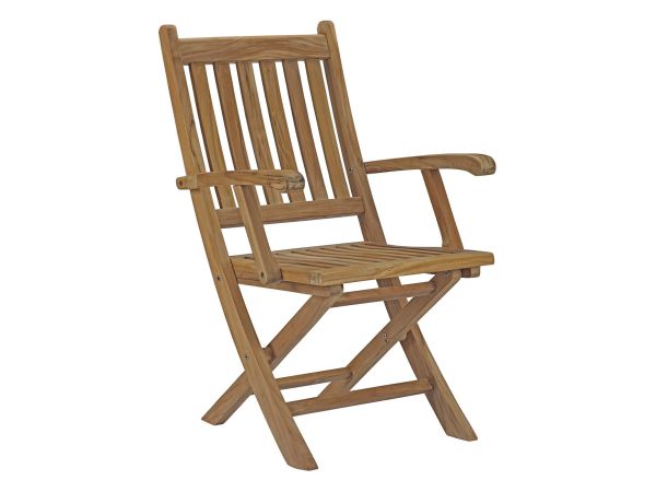Modway Marina Outdoor Patio Teak Folding Chair in Natural