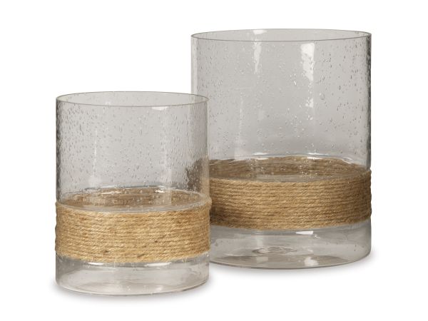 Ashley Furniture Eudocia Candle Holder (Set of 2) in Clear
