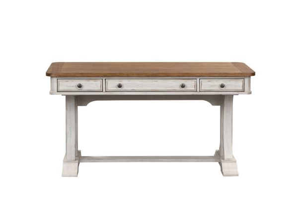 Liberty Furniture Farmhouse Reimagined Writing Desk in Antique White w/ Chestnut Tops