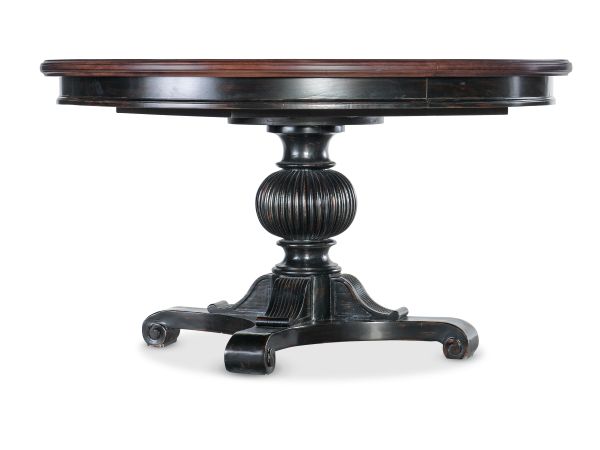 Hooker Furniture Charleston Round Pedestal Dining Table with 1-20in Leaf in Black Cherry