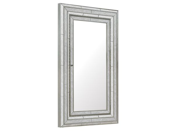 Hooker Furniture Melange Glamour Floor Mirror with Jewelry Armoire Storage in Champagne