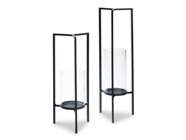 Ashley Furniture Ginette Candle Holder (Set of 2) in Black