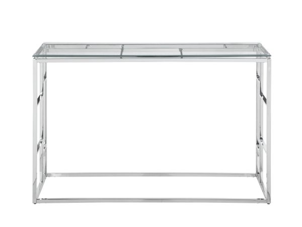 Chintaly Imports 15"x 47" Glass Top w/ Ladder Style Frame in Polished Stainless Steel