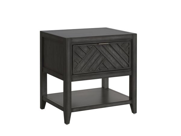 Samuel Lawrence Lenox Leg Nightstand with USB-C Port in Smoked Pearl