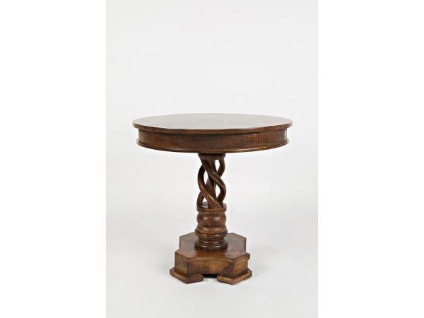 Gwen Handcrafted Pedestal Table in Brown