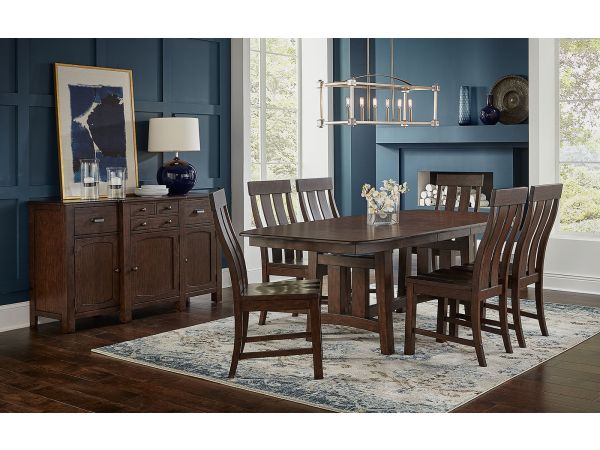 A-America Henderson Trestle Table - 18" Butterfly Leaf Dining Room Set