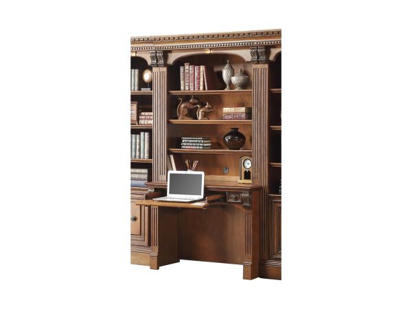 Huntington Library Desk with Hutch in Antique Vintage Pecan