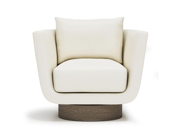  Gemma Leather Swivel Chair in White