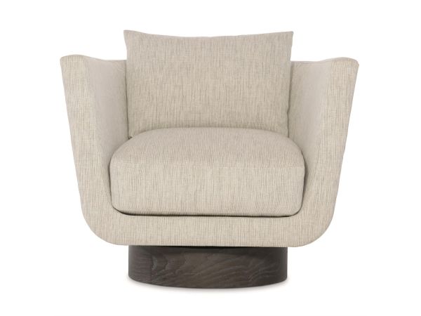  Gemma Leather-Fabric Swivel Chair in Off-White