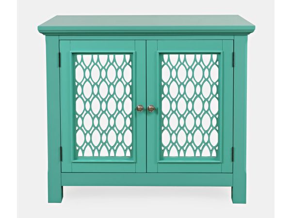 Isabella 38" Mirrored Accent Cabinet in Aqua