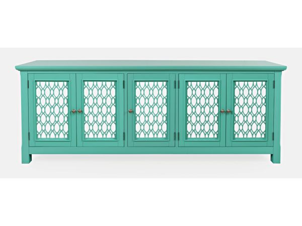 Isabella 86" Mirrored Accent Cabinet in Aqua