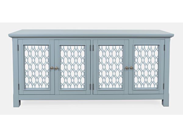 Isabella 69" Mirrored Accent Cabinet in Blue