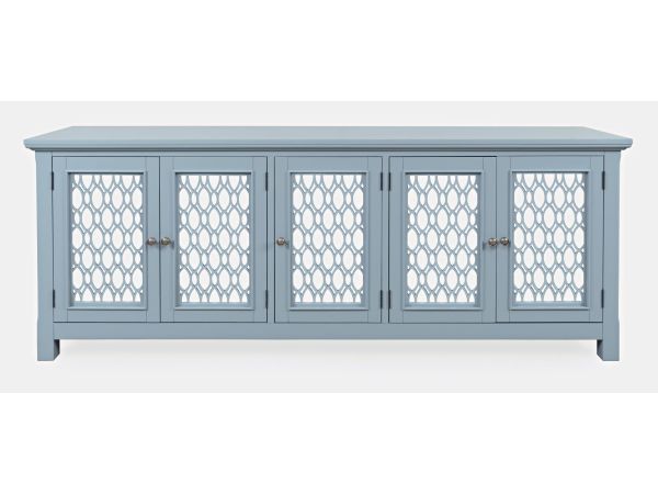 Isabella 86" Mirrored Accent Cabinet in Blue