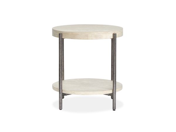Magnussen Jennings Round End Table in Edgecomb Grey/Weathered Antique Nickel
