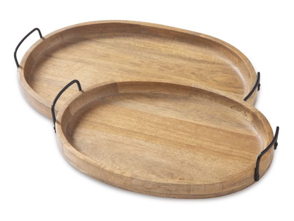 Ashley Furniture Jocelyne Tray (Set of 2) in Brown/Black