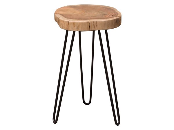 Diamond Sofa Joss Natural Acacia One of a Kind Live Edge Accent Table w/ Black Hairpin Legs