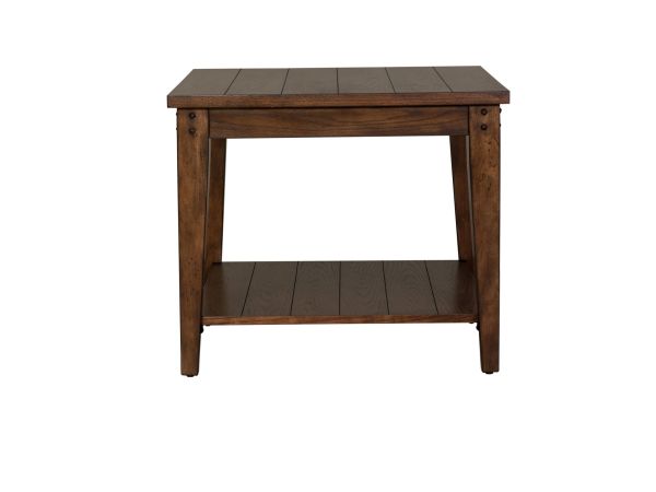 Liberty Furniture Lake House Square Lamp Table in Rustic Brown Oak