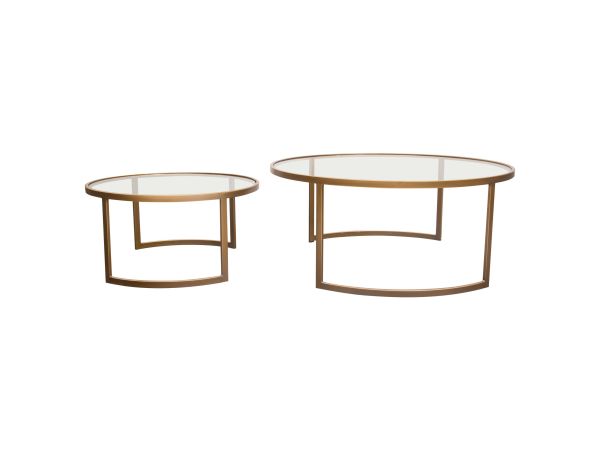 Diamond Sofa Lane Round Nesting Set in Brushed Gold Frame w/ Clear Tempered Glass Tops