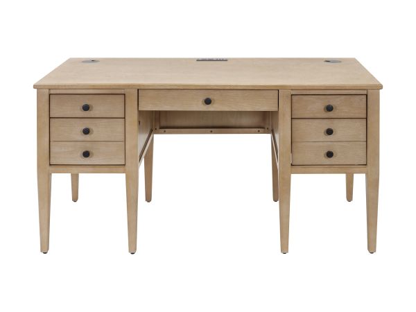 Laurel Modern Wood 60″ W Half Pedestal Desk in Light Brown