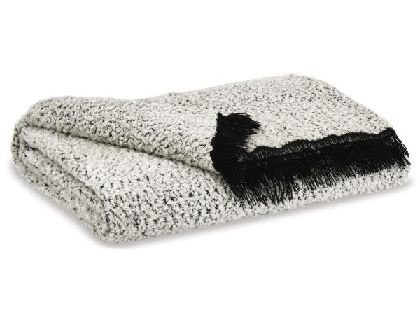 Ashley Furniture Leonita Throw (Set of 3) in Black/White