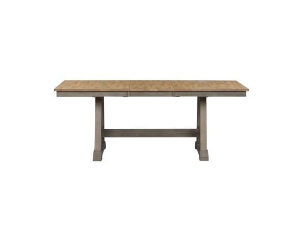 Liberty Furniture Lindsey Farm Trestle Table in Gray & Sandstone