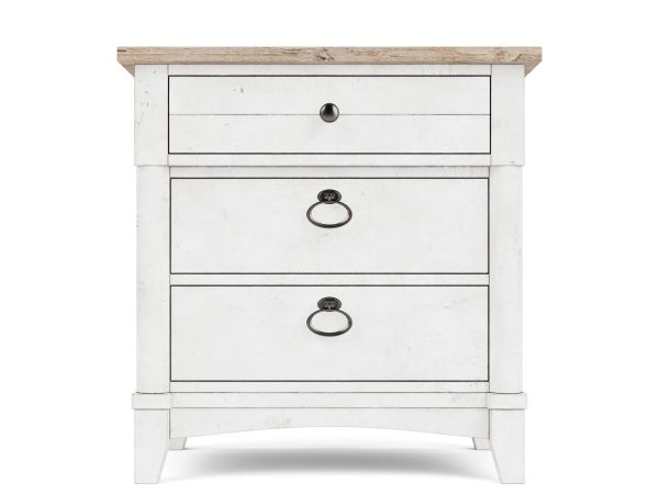 Riverside Furniture Maddox 3-Drawer Nightstand in Aged Cotton