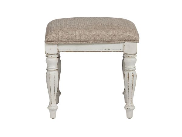 Liberty Furniture Magnolia Manor Vanity Stool in Antique White & Weathered Bark