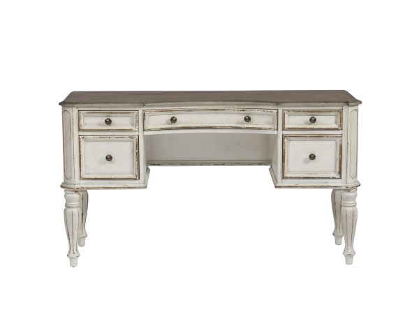 Liberty Furniture Magnolia Manor Vanity Desk in Antique White & Weathered Bark