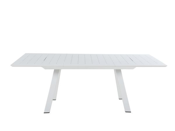 Chintaly Imports Malibu Contemporary UV Resistant Outdoor Extendable Table in Matte White