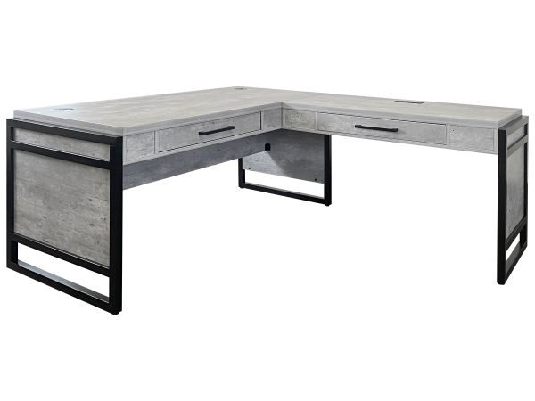 Mason Modern Wood Laminate Open L-Desk in Concrete Gray
