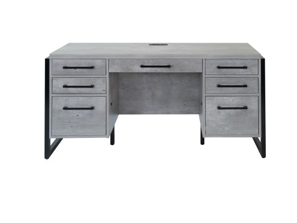 Mason Modern Wood Laminate Credenza in Concrete Gray