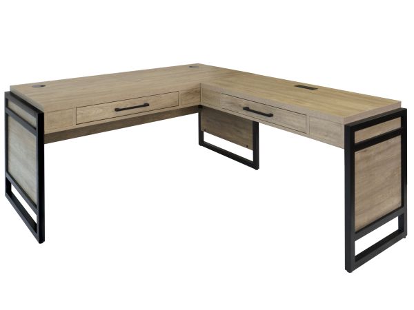 Mason Modern Wood Laminate Open L-Desk in Light Brown