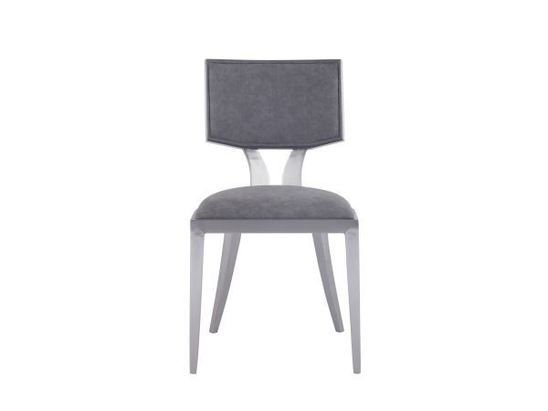 Chintaly Imports Mavis Contemporary Floating-Back Side Chair w/ Faux Leather Upholstery in Gray