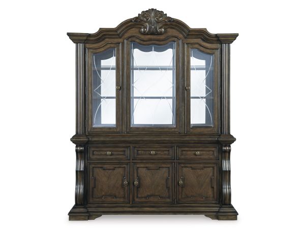 Ashley Furniture Maylee Dining Buffet and Hutch in Dark Brown