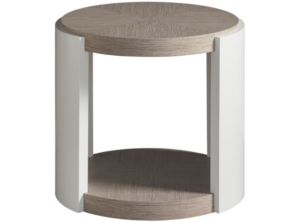Modern Round End Table in Two Tone