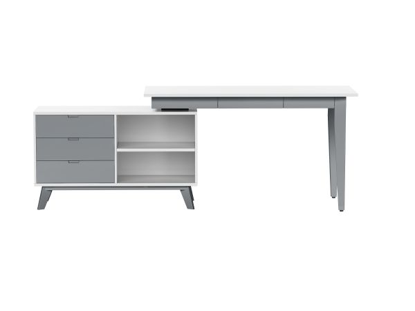 Chintaly Imports Modern 2-Tone Rotating Wooden Home Office Desk in Multi