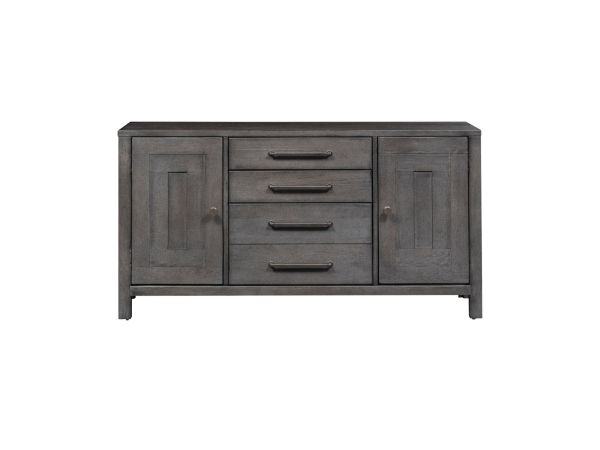 Liberty Furniture Modern Farmhouse Credenza in Dusty Charcoal w/ Heavy Distressing