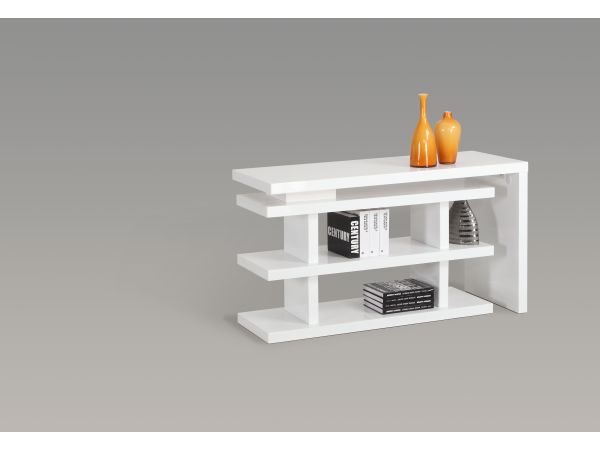 Chintaly Imports Motion Home Office Desk w/ Shelves in Gloss White