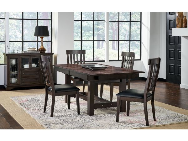 A-America Mariposa Trestle Table W/ Btf Lvs W/ M Glides Dining Room Set - Warm Gray 
