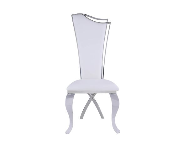 Chintaly Imports Nadia Contemporary High-Back Side Chair Leather in White
