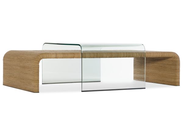 Hooker Furniture Amani Rope and Glass Cocktail Table in Browns