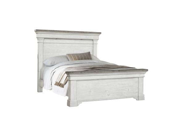 Samuel Lawrence Valley Ridge Panel Bed in Distressed White Finish