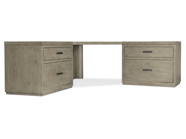 Hooker Furniture Linville Falls Corner Desk with Two Lateral Files in Mink