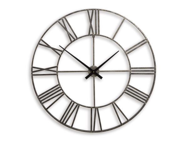 Ashley Furniture Paquita Wall Clock in Antique Silver