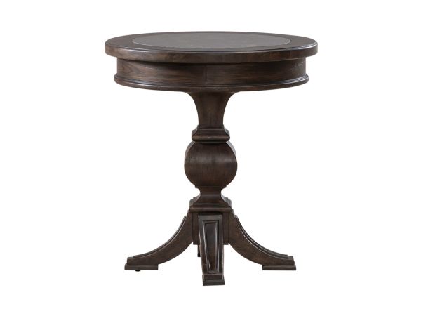 Liberty Furniture Paradise Valley Round Chairside Table in Saddle Brown
