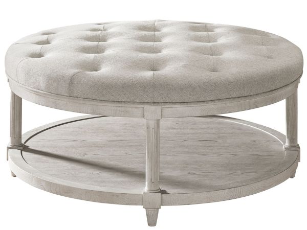 Past Forward Lacie Round Ottoman in Dove White