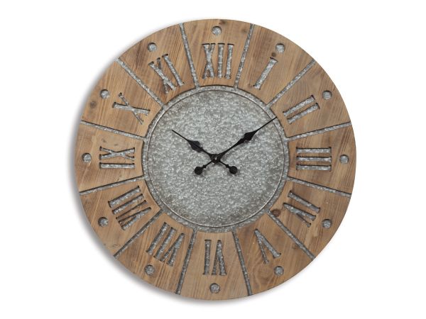 Ashley Furniture Payson Wall Clock in Antique Gray/Natural